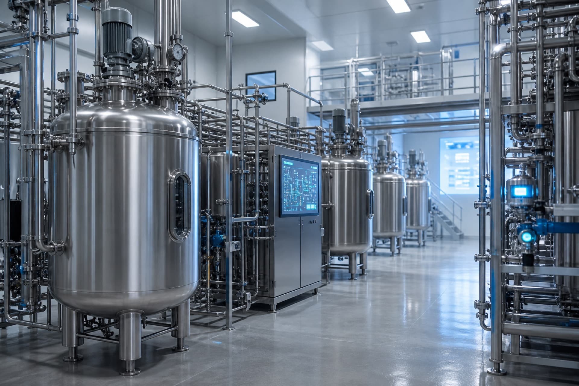 Stainless manufacturing process vessels and piping